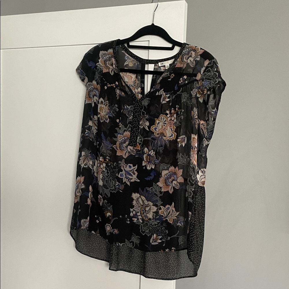 Floral Black Sheer Women's Top